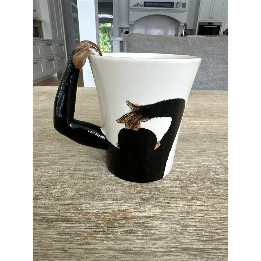 Pier 1 Monkey Mug Chimpanzee 3D Arm Handle 21 oz Coffee Tea Mug Cup Hand Painted